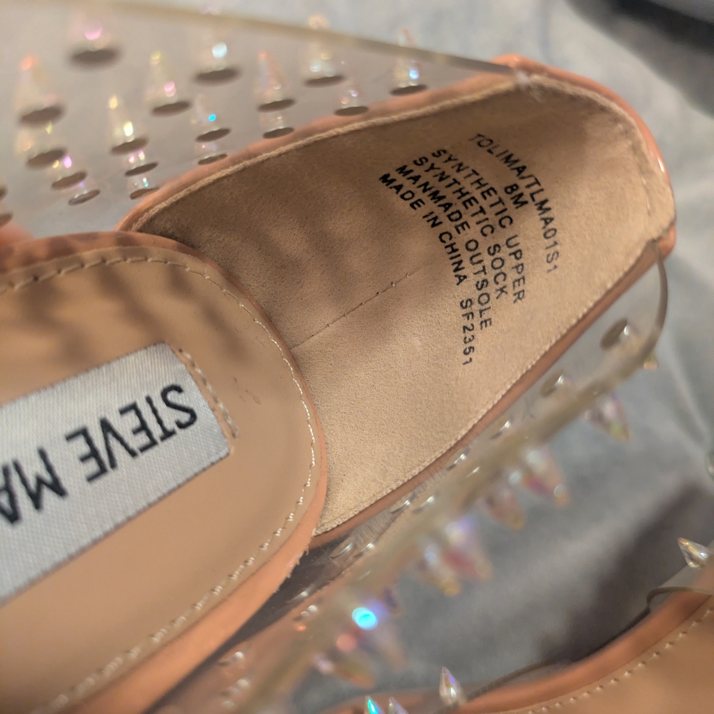 Steve Madden Clear and Nude Studded Heels - Picture 8 of 8